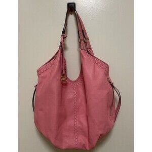 Lodis Lacey Pink Leather Boho Handbag Purse Shoulder Bag Hobo Style Large
